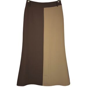 La Gazzetta Long Skirt Womens‎ Lined Zip Slit Belt Loop Sz 8 Brown/Olive Classic